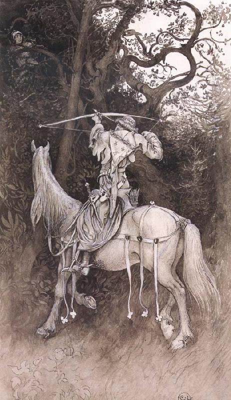 Carl Larsson Erland Draws His Bow Pen and ink Wash-drawing oil painting image